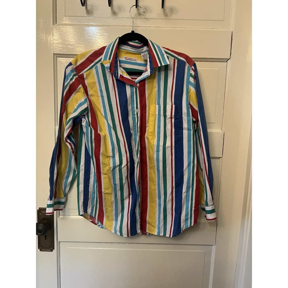 Talbots Shirt Women Sz S Multicolor Striped Button Up Long Sleeve Cotton